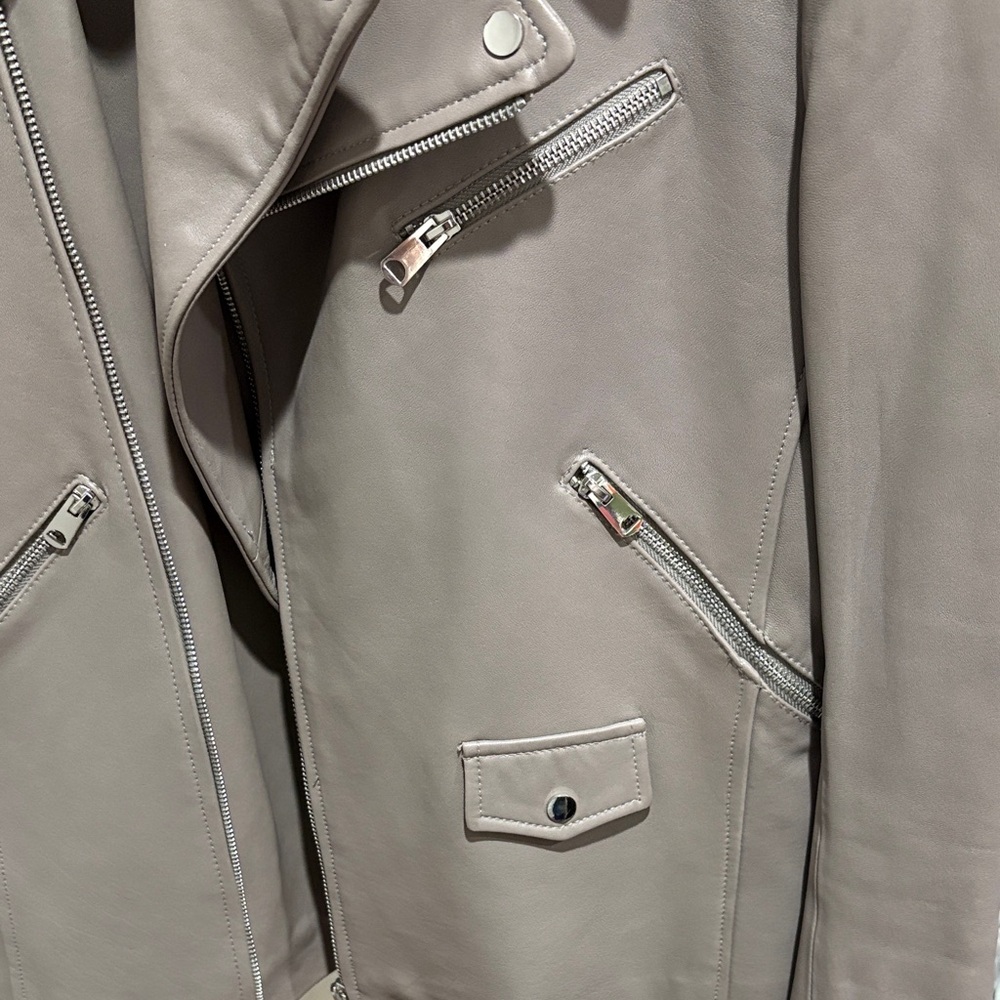 Zara Taupe Leather Jacket - Picture 3 of 4